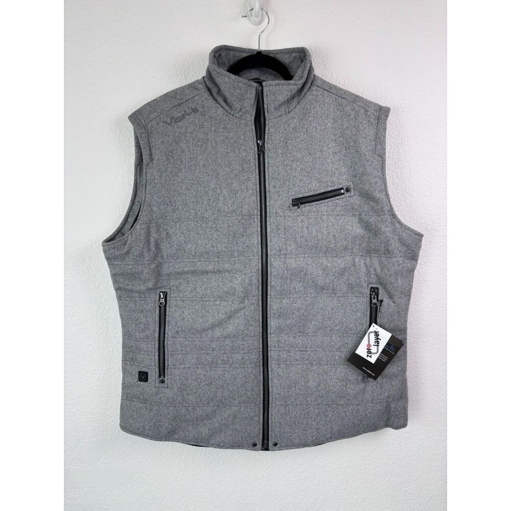 Volt Heat 2XL grey wool‎ blend full zip self heating rechargeable quilted vest